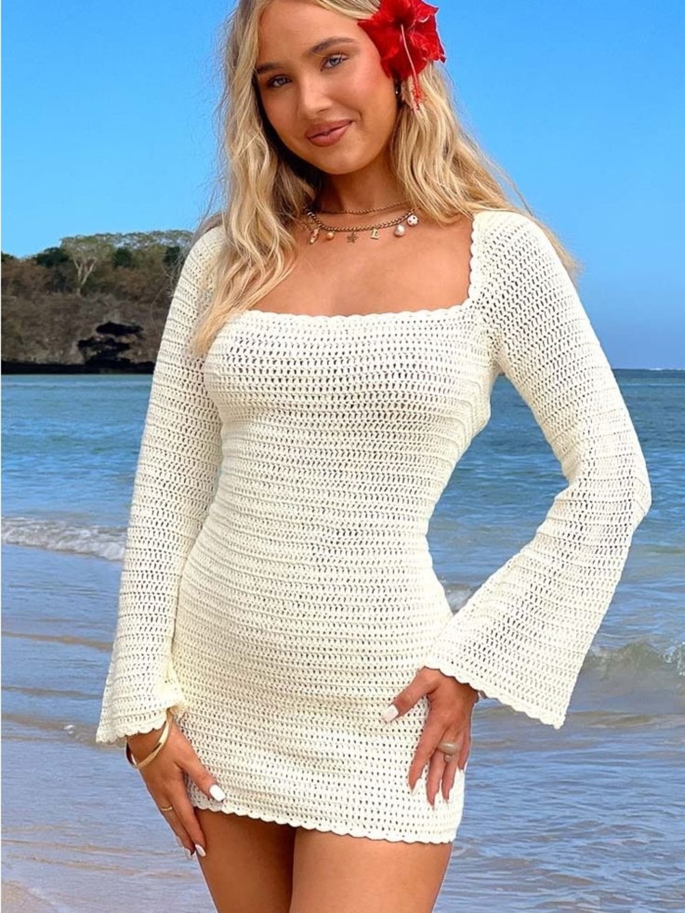 Beginning Boutique Crochet White Dress US 4